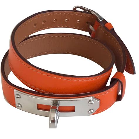 bracelet Hermes orange cuir